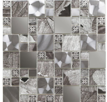 Saturn Silver Glass & Metal Mix Modular Mosaic