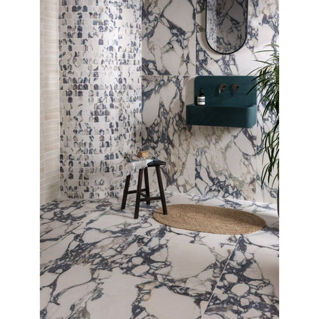 Savoy Novo Porcelain Matt 60 x 120cm white and grey marble-effect tiles