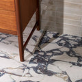 Savoy novo porcelain matt floor tiles 60 x 60cm white and dark gray marble effect with natural veining pattern