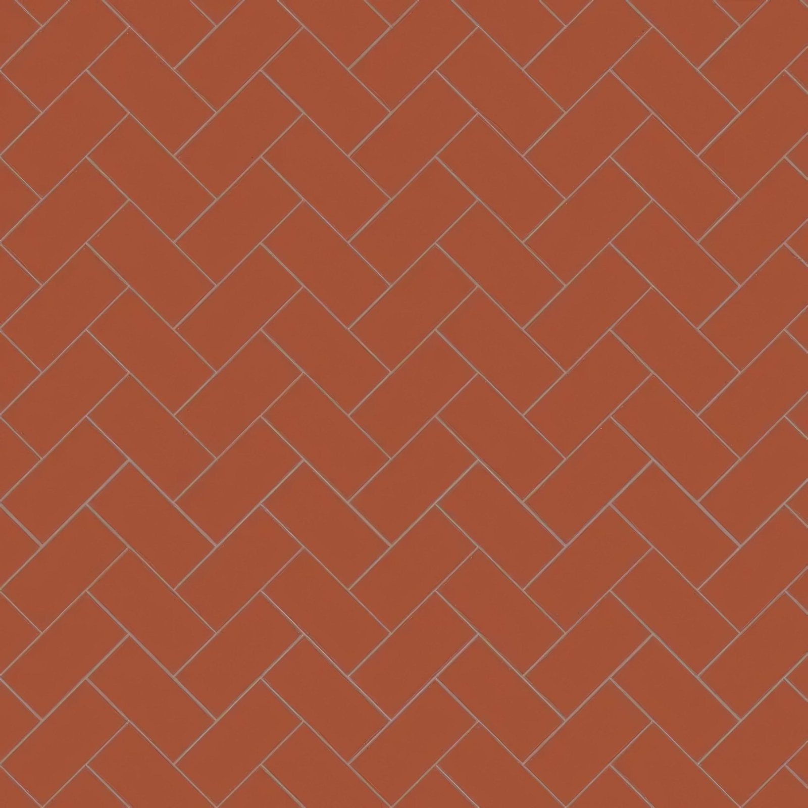 Scarborough red terracotta tiles arranged in a red herringbone pattern for flooring and walls
