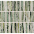 Seaspray Green Stacked Mosaic green and white marble tile with vertical stripes for wall and floor decor