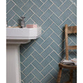 Seaton ceramic rock pool blue herringbone patterned ceramic tiles with white grout for stylish surfaces