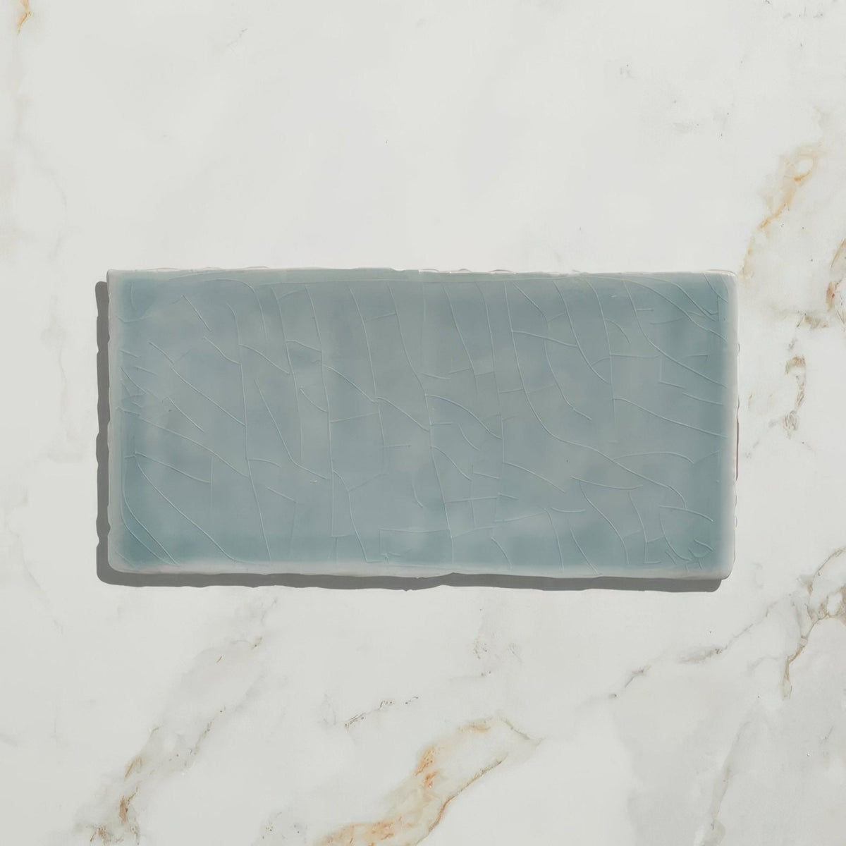 Seaton ceramic rock pool light blue rectangular tile with subtle crackled glaze finish