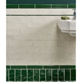 Seaton ceramic sea grass white subway tiles with glossy green ceramic accent borders for wall decoration