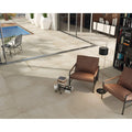 Beige rectangular stone tiles with a subtle matte finish arranged in a modern indoor outdoor space Seattle 1801 crema matt