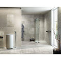 Modern white cylindrical pedestal sink seattle 1801 gris matt with sleek chrome faucet for bathroom use