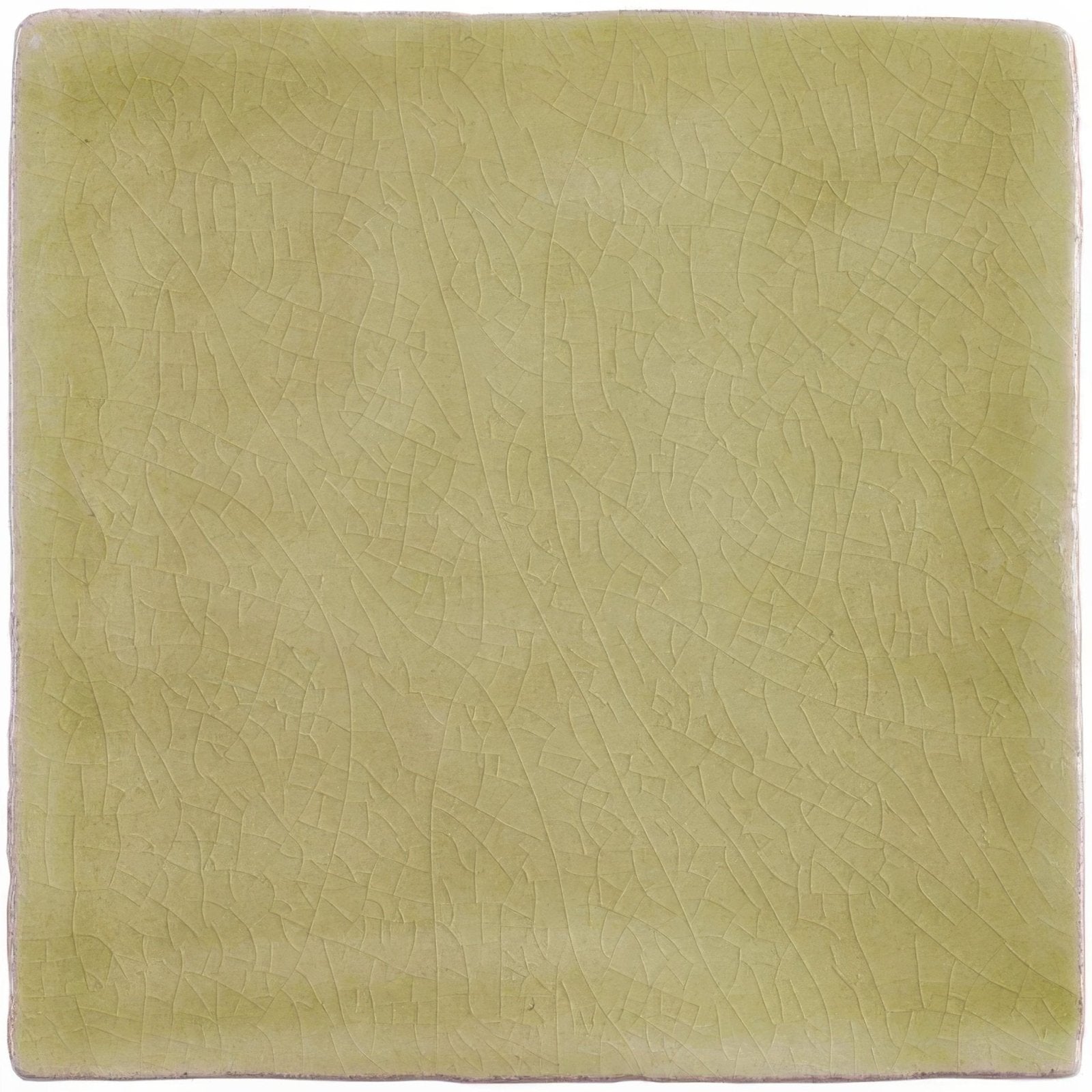 Field tile sedge square pale green ceramic tile with subtle crackled glaze finish