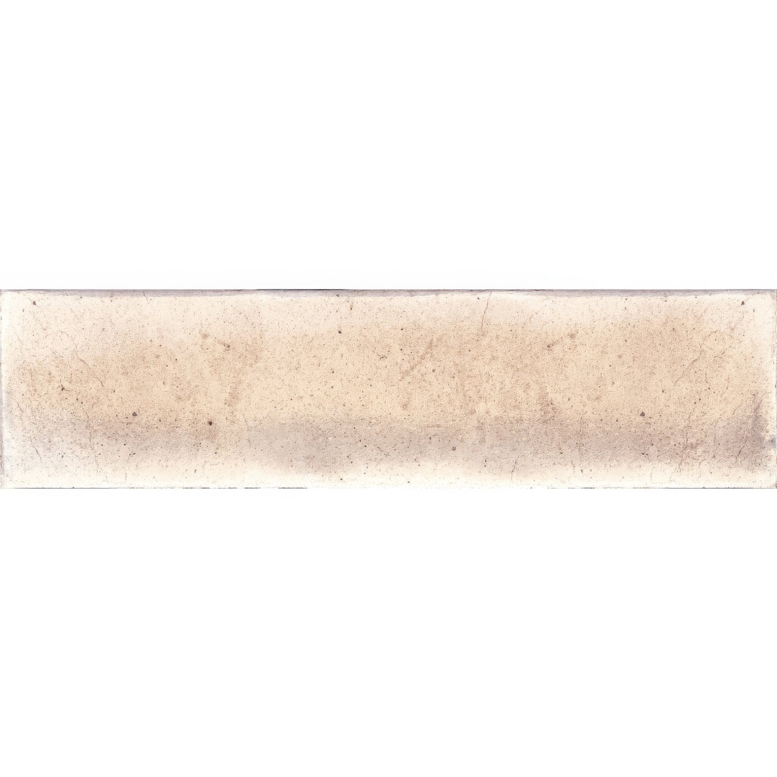 Beige rectangular seralis rose porcelain tile with textured slightly weathered surface and subtle speckles
