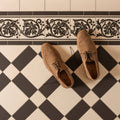 Shaftesbury 2 Tile Border Black on Dover White – detail view 2
