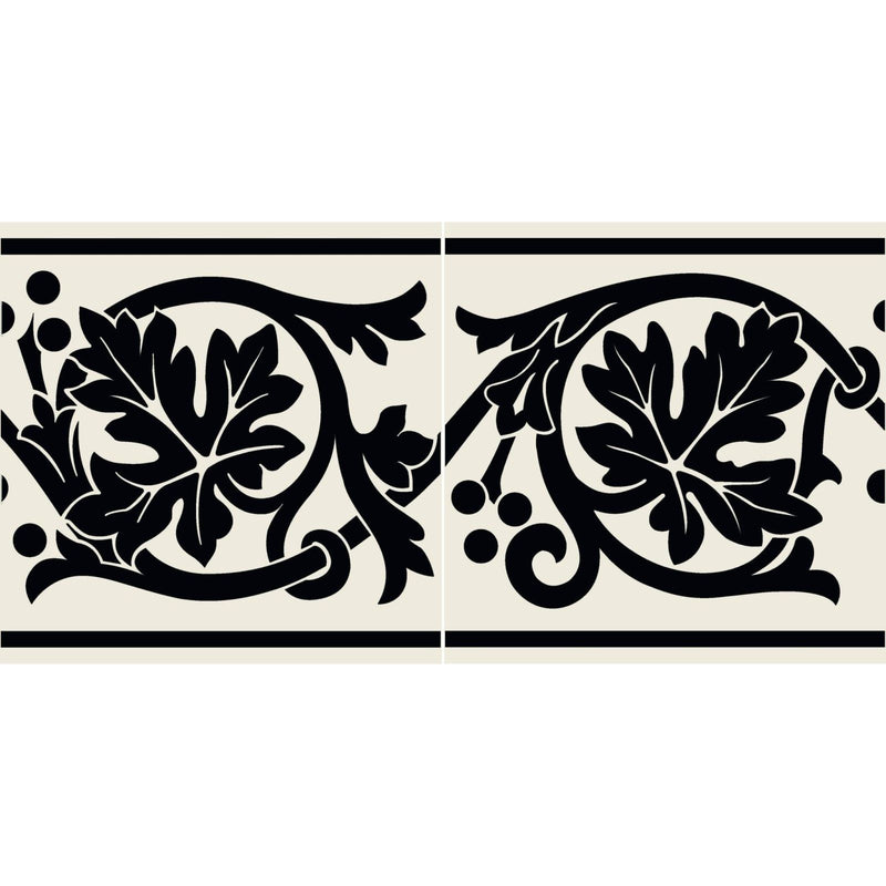 Shaftesbury 2 Tile Border Black on Dover White
