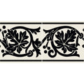 Shaftesbury 2 tile border black on dover white featuring black and cream decorative leafy vine patterns