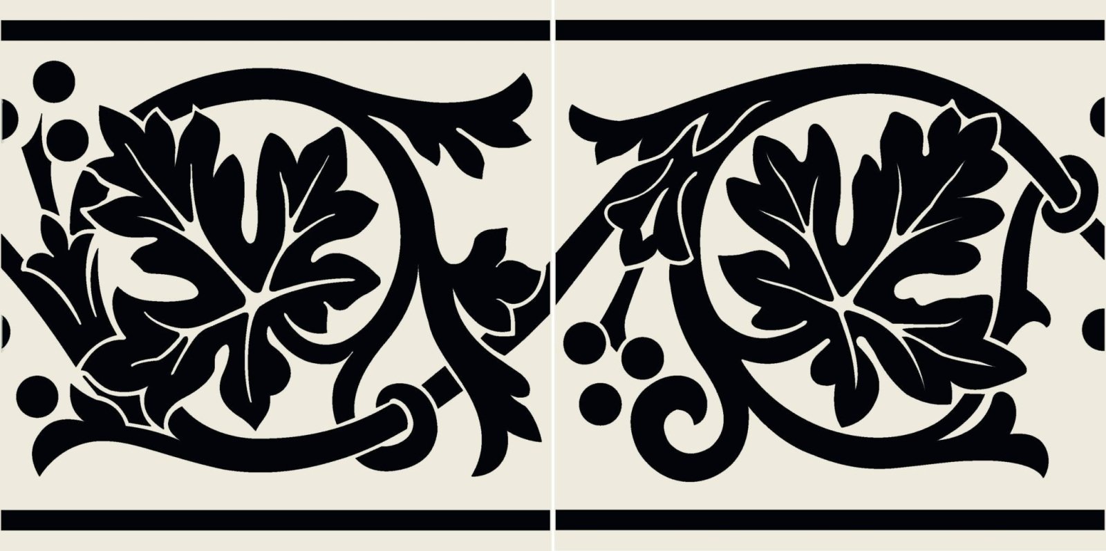 Shaftesbury 2 Tile Border Black on Dover White