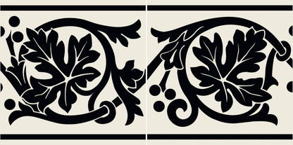 Shaftesbury 2 Tile Border Black on Dover White