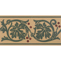 Beige wallpaper border with dark green and maroon botanical design shaftesbury 2 tile border green on buff