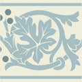 Shaftesbury 2 tile border grey with a delicate light blue floral stencil on a cream dover white background