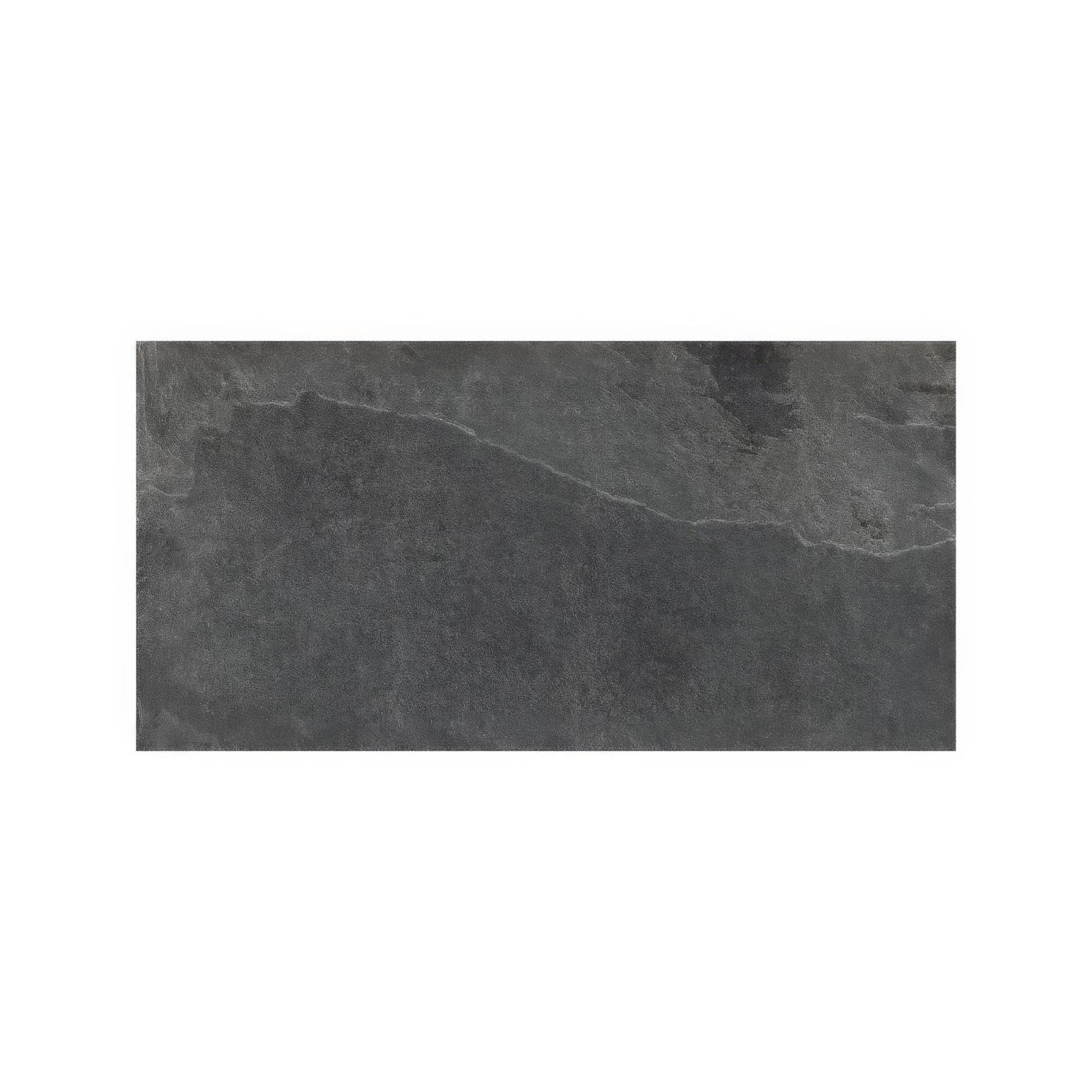 Shale black 30 x 60cm dark gray rectangular tile with textured stone-like surface and natural veining