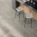 Shale light grey floor tiles 60 x 120 cm with gray marble effect and subtle veining for elegant interiors
