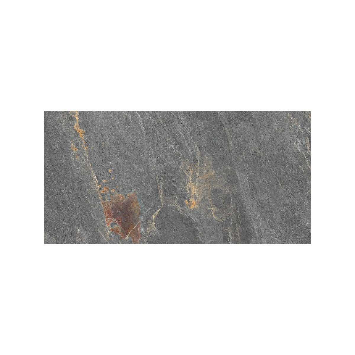 Dark gray shale multi stone tile with subtle golden and brown veining 60 x 120cm for flooring and walls