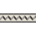 Shelley black white and grey gray and black geometric mosaic tile border with repeating chevron pattern