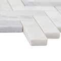 White marble mosaic tiles in herringbone pattern from east hampton shelter island marble mosaic collection