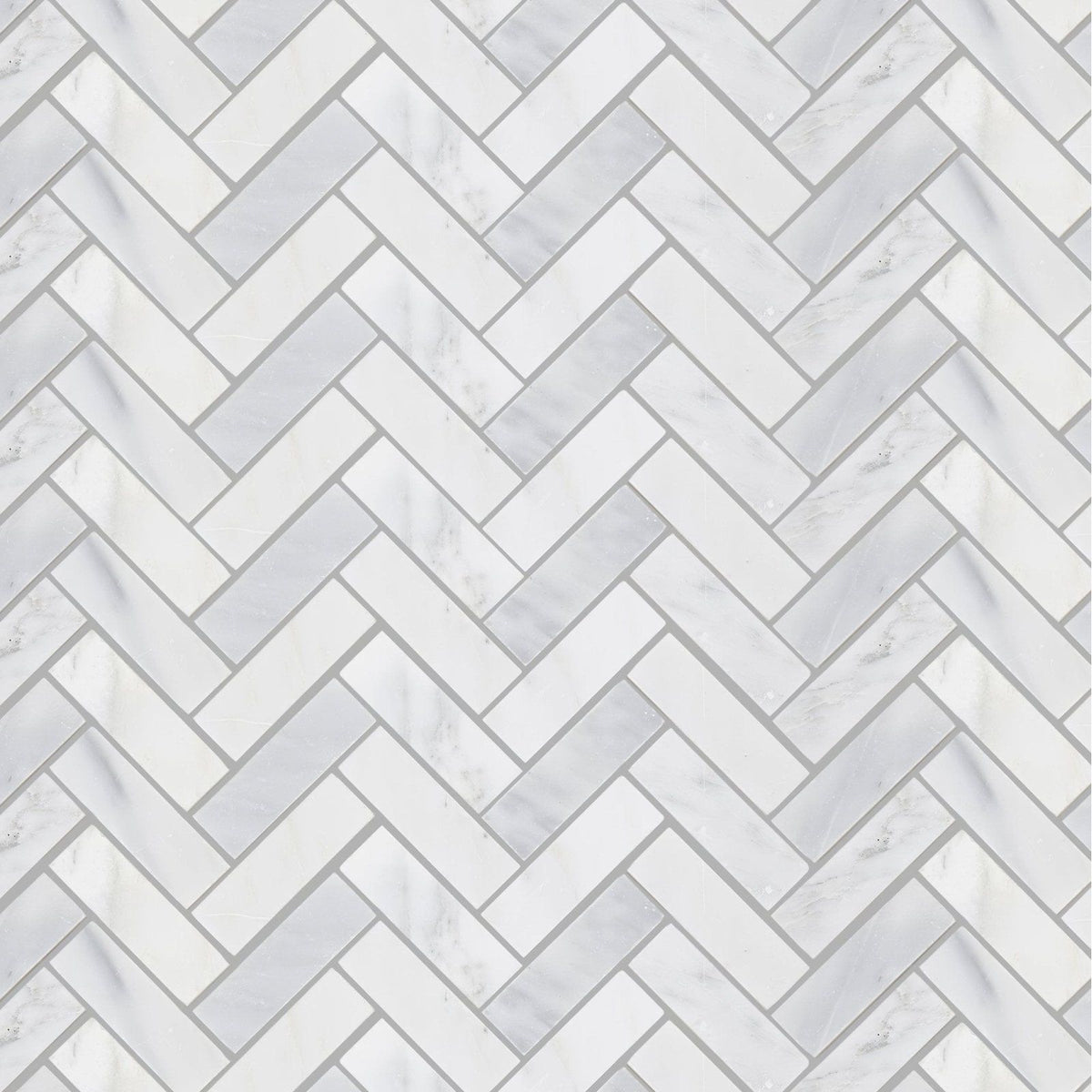 White marble tiles in a herringbone pattern from east hampton shelter island marble mosaic collection