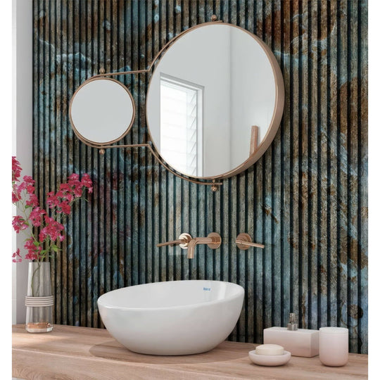 Shower Panel Blue Concrete Slat Wall
