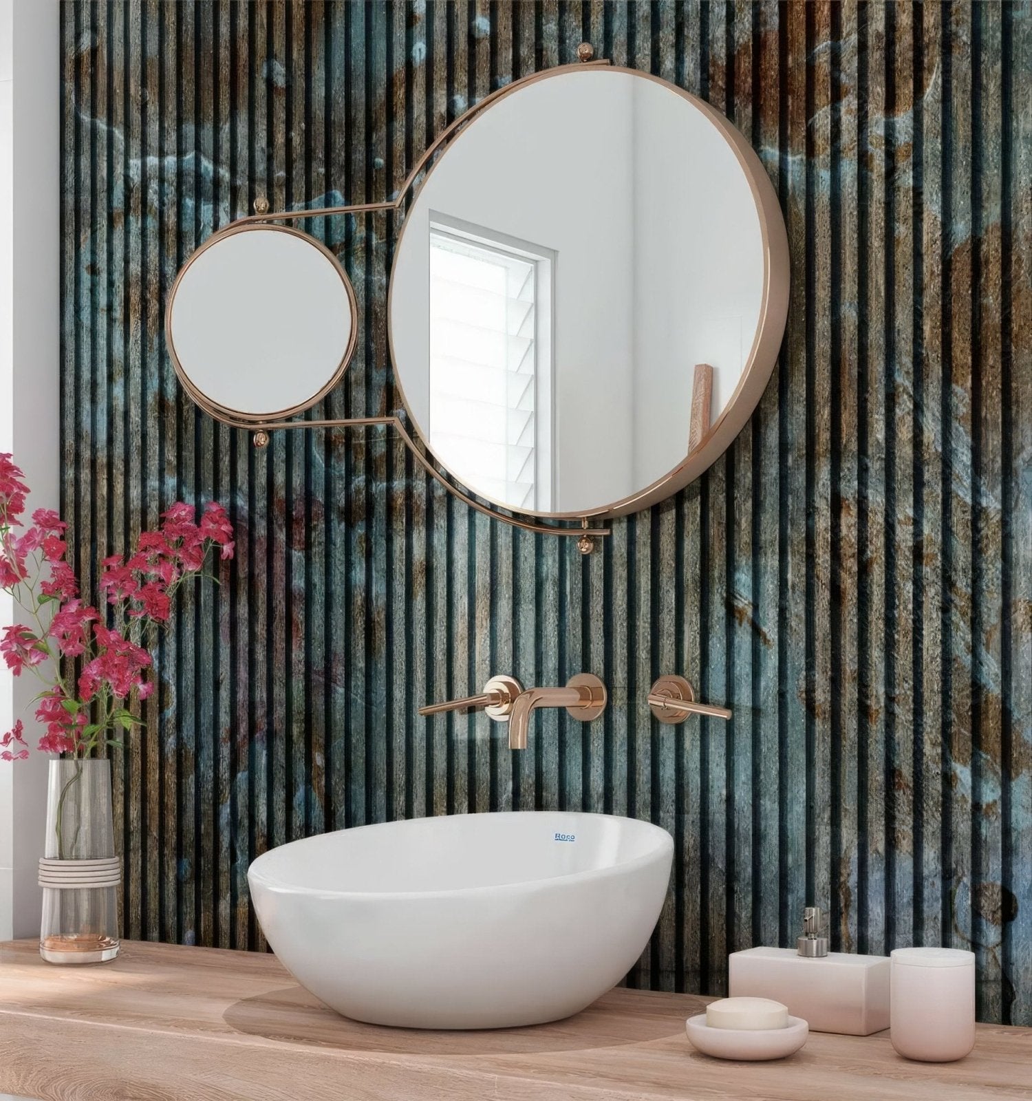 Shower Panel Blue Concrete Slat Wall