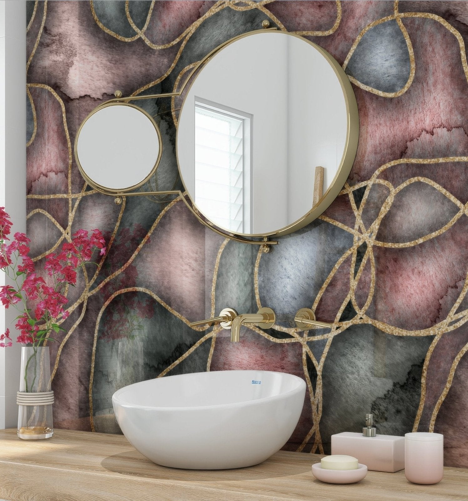 Shower Panel Blush Gold Curves
