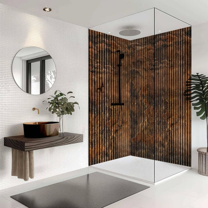Shower Panel Copper Concrete Slat Wall