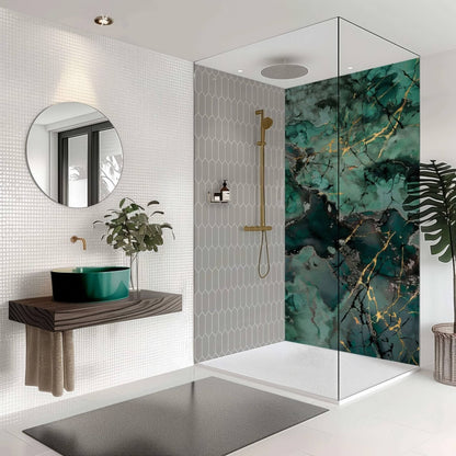Shower Panel Liquid Marble Teal