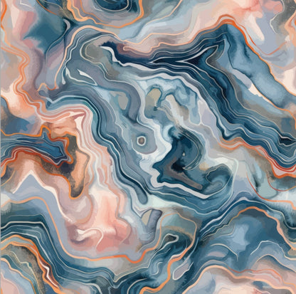Shower Panel Marble Alcohol Ink in Peach & Blue