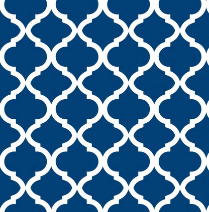 Shower Panel Navy White Quatrefoil