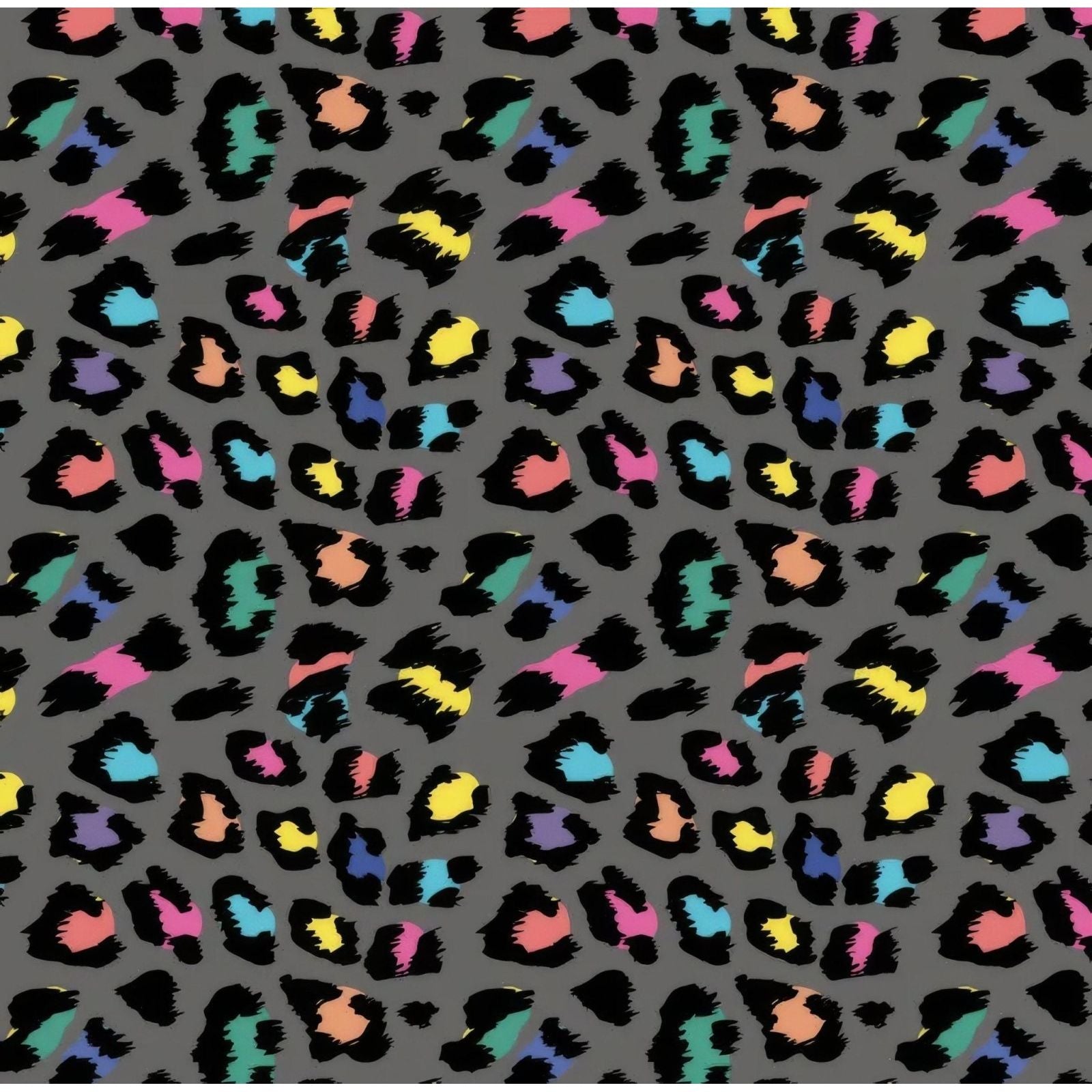 Shower panel neon leopard featuring a vibrant multicolored leopard print pattern on a gray background