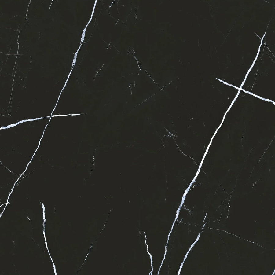 Black marble surface with striking white veining in siena 1815 negro polished tile