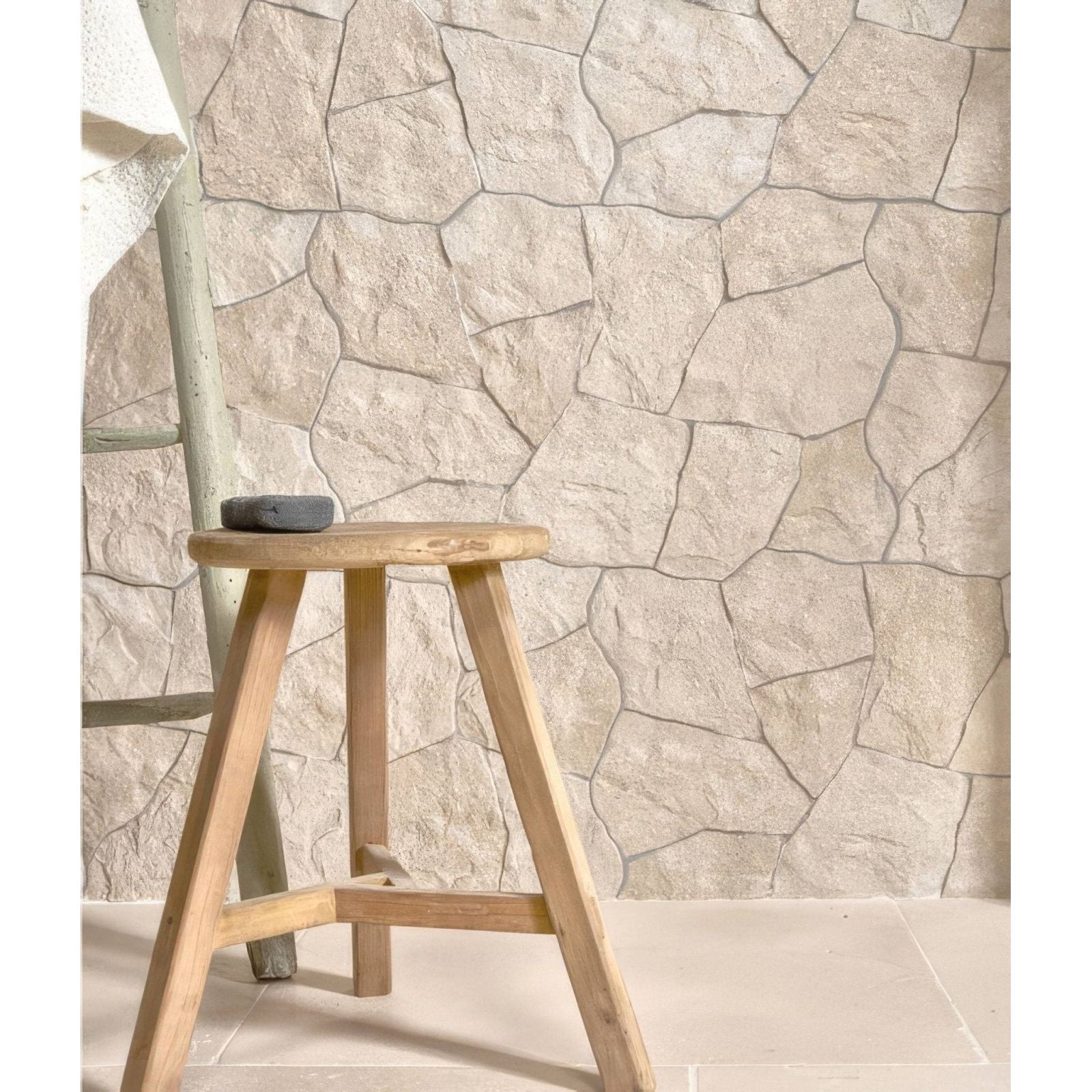 Sierra Porcelain Textured beige stone-effect porcelain wall tile