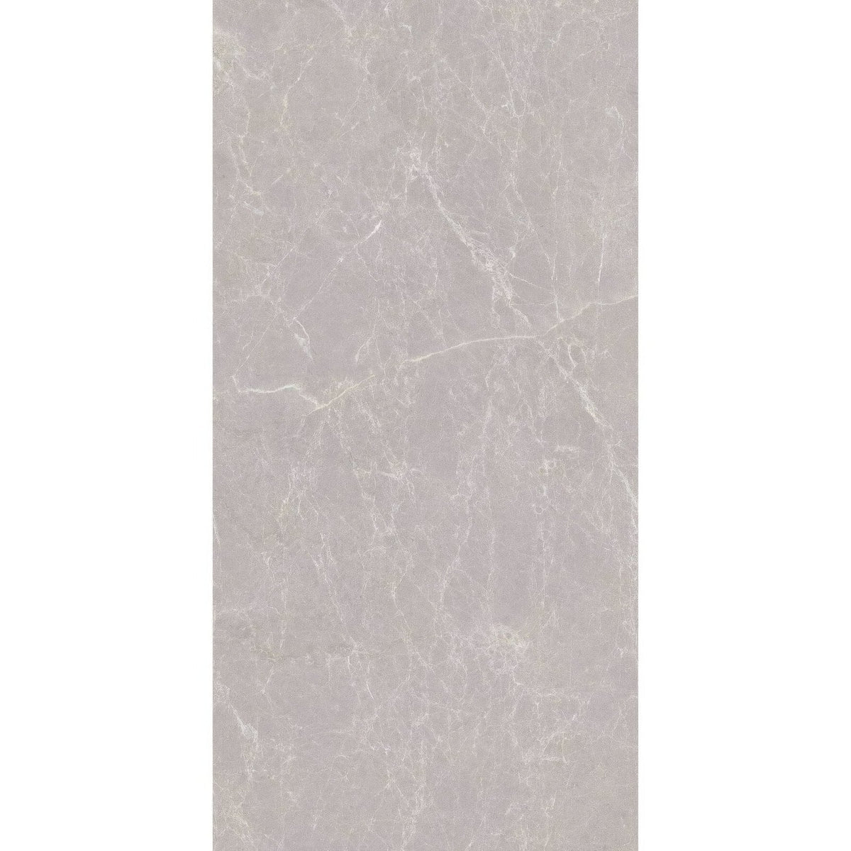 A sleek light gray marble-effect signature Murano pearl gloss tile with subtle veining for elegant interiors