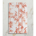 Silk screen ceramic lantau bamboo incardine wall art with stylized coral and peach bamboo pattern on white background