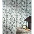 Silk screen ceramic lantau bamboo smoke green tiles with bamboo pattern in subtle gray and white design