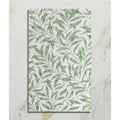 A rectangular notepad with a delicate light green willow leaf pattern on white in silk screen ceramic cottage style