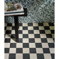 Silk screen ceramic willow cottage teal featuring black and white checkered floor tiles for stylish home decor