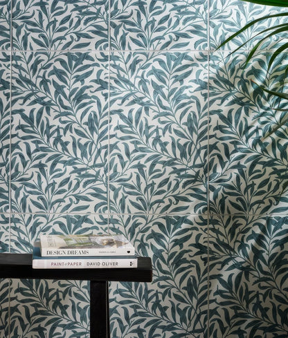 Silk Screen Ceramic Willow Cottage Teal