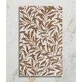 A rectangular white ceramic tile with an intricate brown leafy vine pattern from silk screen ceramic willow cottage tobacco