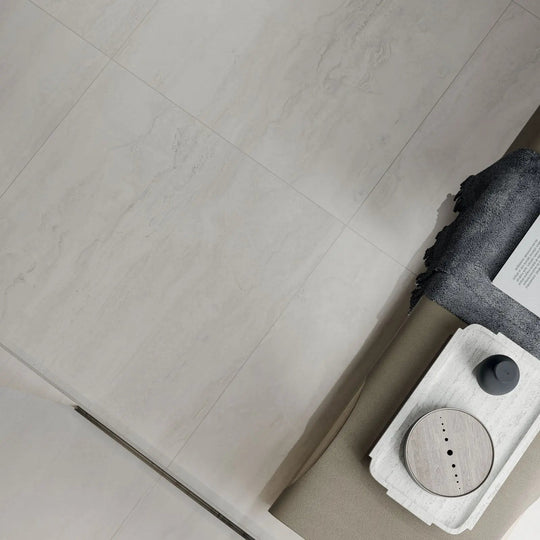 Lapis Light Grey Matt 29.8 x 59.8cm ceramic stone effect tile room setting