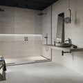 Lapis Light Grey Matt 59.8 x 59.8cm porcelain stone effect tile room setting