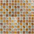 Silmaril mosaic tile panel with metallic gold copper and silver embossed floral and geometric square tiles