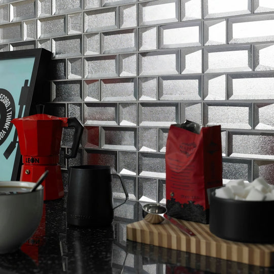 Silver 3D Glass Mixed Size Mosaic