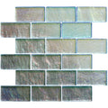 Silver gloss mosaic radiance iridescent green and blue glass mosaic tiles with a subtle textured surface