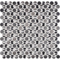 Silver link aluminium mosaic circular metallic tile with brushed silver finish and reflective uneven surface