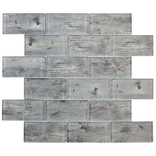 Silver Wood Effect Glass Brick Mosaic - alternate view