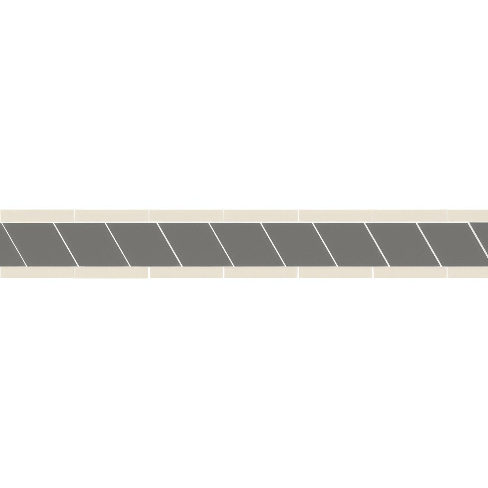 Simple border 6 gray and white ceramic tile with diagonal stripe pattern ideal for decorative border use